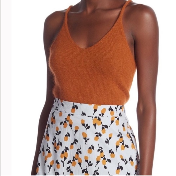 Code x Mode Fuzzy Angora Rabbit Crop Sweater Tank Rusty Orange M - Picture 1 of 11